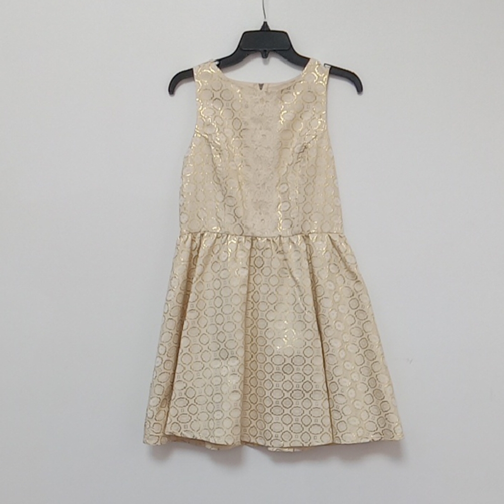 Xhilaration Ivory and Gold Dress with Lace Accent. Perfect For The Holidays.